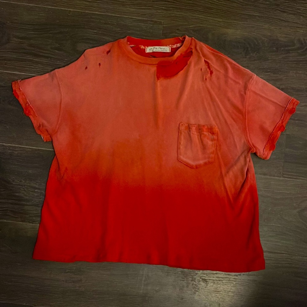 Super distressed red ‘We the free’ top